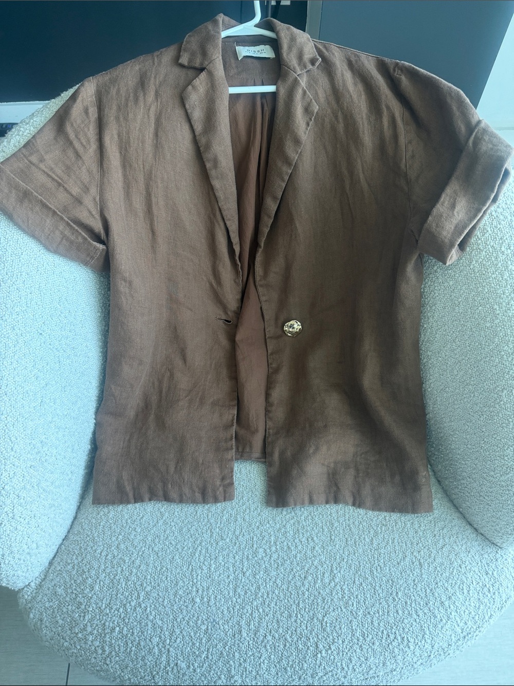 DISSH Brown Short-Sleeve Linen Blouse